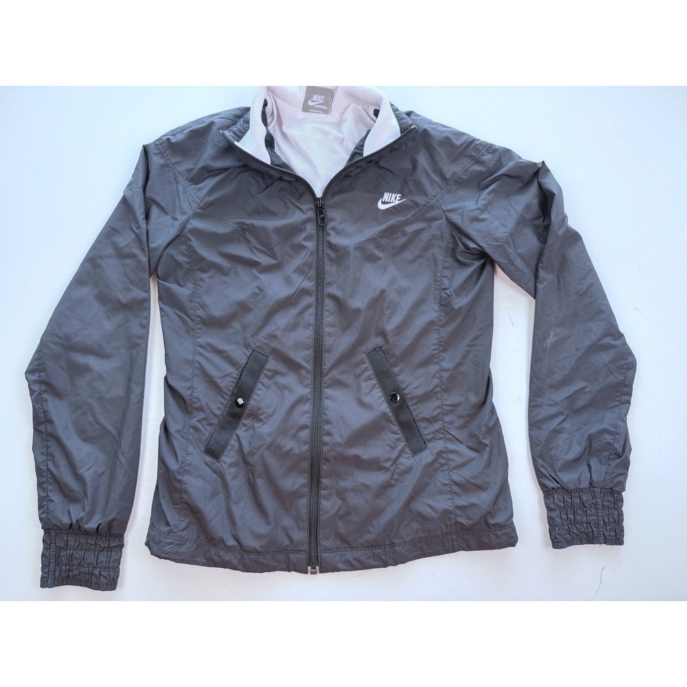 Nike Sportswear Soft Windbreaker Jacket Black Full Zip Mesh Lined Kids XS